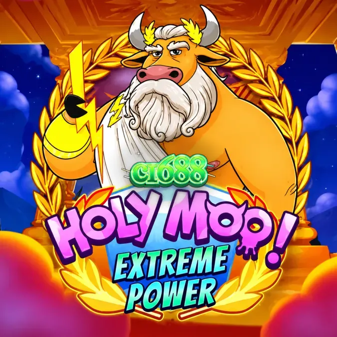 Giao diện trò chơi Holy Moo! Extreme Power trên màn hình điện thoại di động