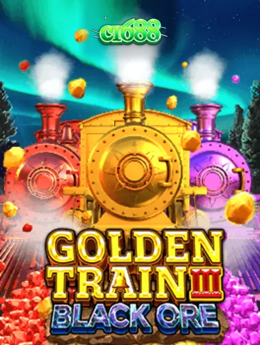 Giao diện trò chơi Golden Train III: Black Ore với hình ảnh đoàn tàu và hẻm núi
